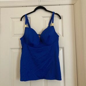 Swim by Cacique Blue Textured Swim Top with bra